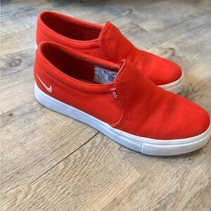 Nike Bright Red Canvas Slip-Ons